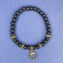 Bracelet Shungite, diameter 6mm+/- with metal inserts, length 18cm+/- stretch
