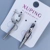 Xuping Rhodium Earrings with White Rhinestones, Length 38mm+