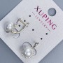 Earrings 'Xuping' rhodium with a Mallorca pearl, 8mm diameter and white crystals, length 17mm +