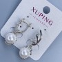 Xuping Rhodium Earrings with 10mm Pearl and White Rhinestones, Length 30mm+