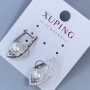Xuping Rhodium Earrings with 8mm Pearl and White Rhinestones, Length 24mm+
