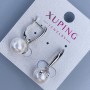 Xuping Rhodium Earrings with Pearl, 10mm+/-, length 25mm+