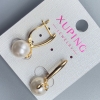 Xuping Earrings, 18K Gold Plating with 10mm+/- Pearl, Length 25mm+