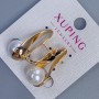 Xuping 18K Gold-Plated Earrings with Pearl, diameter 10mm+/-, length 27mm+