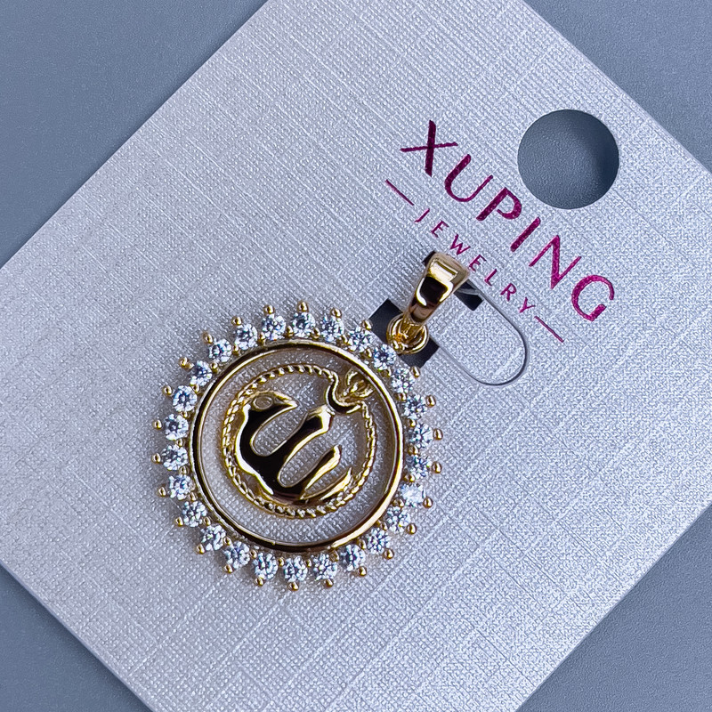 Xuping "Sura" Pendant with White Rhinestones, diameter 19mm+/-, length 28mm+/- 18K gold plating