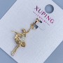 Xuping "Little Girl" Pendant with White Rhinestones, diameter 15mm+/-, length 34mm+/- 18K gold plating