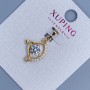 Xuping "Bow" Pendant with White Rhinestones, diameter 14mm+/-, length 23mm+/- 18K gold plating