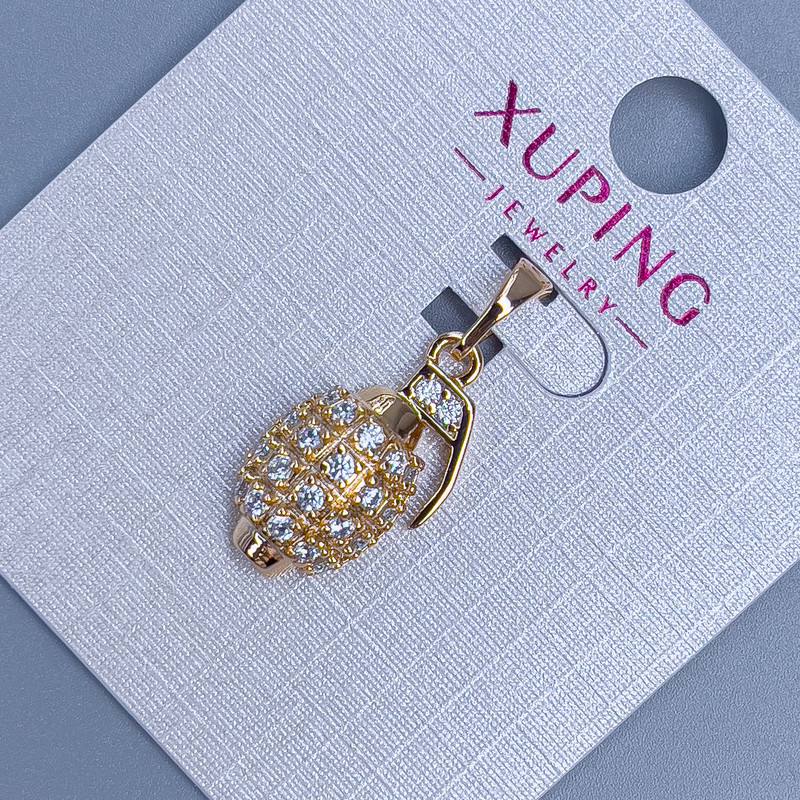 Xuping "Grenade" Pendant with White Rhinestones, diameter 11mm+/-, length 22mm+/- 18K gold plating