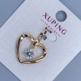 Xuping "Heart" Pendant with White Crystal, diameter 21mm+/-, length 26mm+/- 18K gold plating