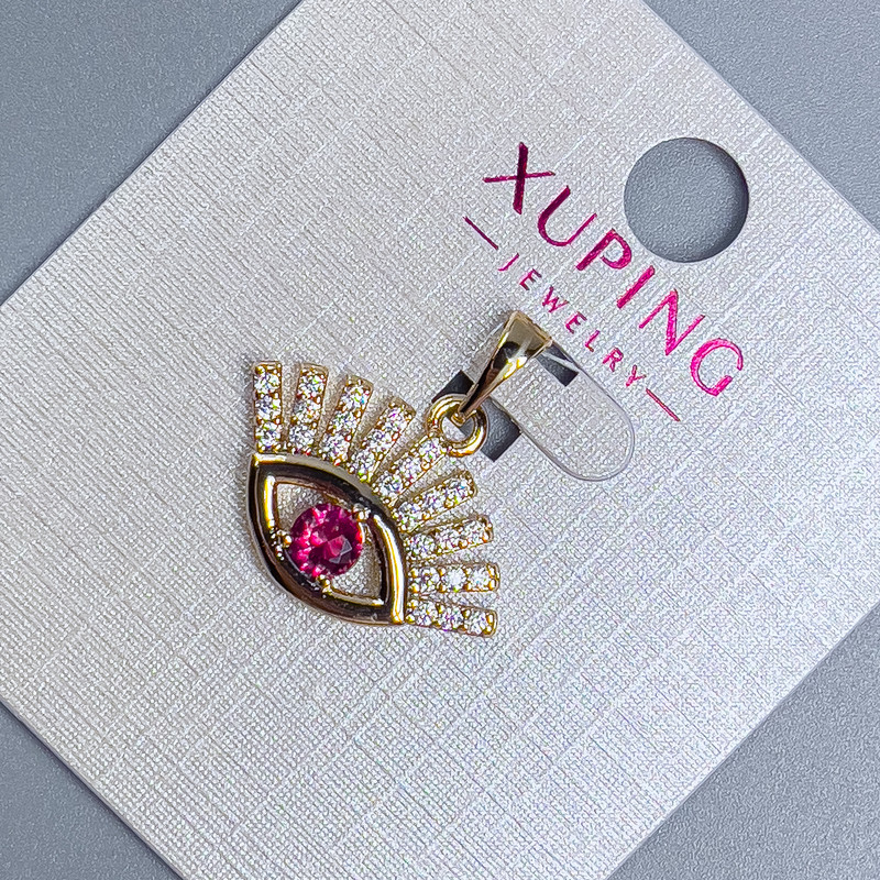Xuping Eye Pendant with White Rhinestones and Pink Crystal, diameter 20mm+/-, length 21mm+/- 18K gold plating