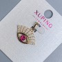 Xuping Eye Pendant with White Rhinestones and Pink Crystal, diameter 20mm+/-, length 21mm+/- 18K gold plating