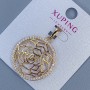 Xuping "Flower" Pendant with White Rhinestones, diameter 25mm+/-, length 35mm+/- 18K gold plating
