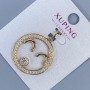 Xuping Pendant with White Rhinestones, diameter 25mm+/-, length 32mm+/- 18K gold plating