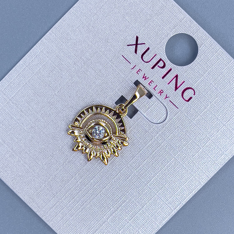 Xuping Pendant with White Crystal, diameter 14mm+/-, length 20mm+/- 18K gold plating