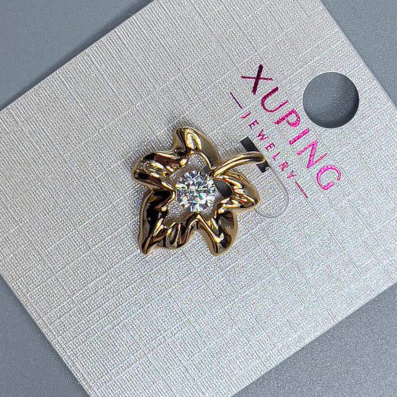 Xuping "Leaf" Pendant with White Crystal, diameter 16mm+/-, length 19mm+/- 18K gold plating