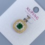 Xuping Pendant with White Rhinestones and Green Crystal, Diameter 14mm+/-, Length 22mm+/-, 18K Gold Plating