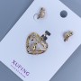 Xuping Set: "Bird" Stud Earrings and "Heart with Bird" Pendant, Length 26mm+, 18K Gold Plating