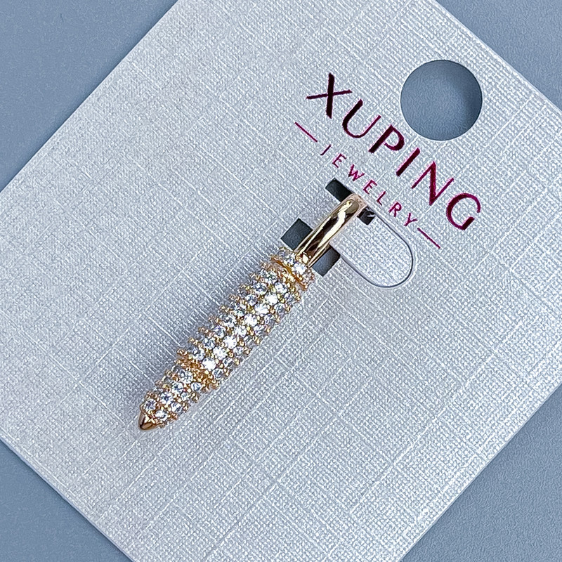 Xuping "Ball" Pendant with White Rhinestones, Diameter 4.5mm+/-, Length 27mm+/-, 18K Gold Plating