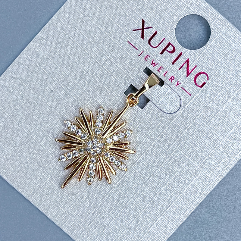 Xuping "Star" Pendant with White Rhinestones, diameter 16mm+/-, length 29mm+/-, 18K gold plating