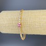 Xuping Bracelet with White Rhinestones and Pink Stone, Thickness 3mm, Length 19cm+/- Gold-Plated
