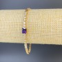 Xuping Bracelet with White Rhinestones and Purple Stone, Thickness 3mm, Length 19cm+/- Gold-Plated