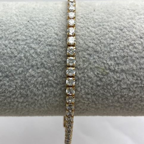 Xuping Bracelet with White Stones, Thickness 3mm, Length 20cm+/- Gold-Plated