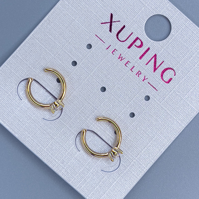 Xuping Ear Cuff with White Crystal, diameter 10x2mm+/- 18K Gold Plating