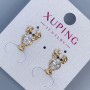 Xuping Stud Earrings Cancer with White Rhinestones, Diameter 16x9mm+- 18K Gold Plating