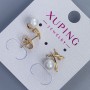 Xuping Stud Earrings with Pearl, Diameter 6mm+- 12x10mm+- 18K Gold Plating