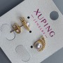 Xuping Stud Earrings with Pearl, Diameter 5mm+- 12x7mm+- 18K Gold Plating