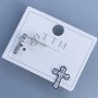Xuping Stud Earrings Cross with White Rhinestones 12x9mm+- Rhodium