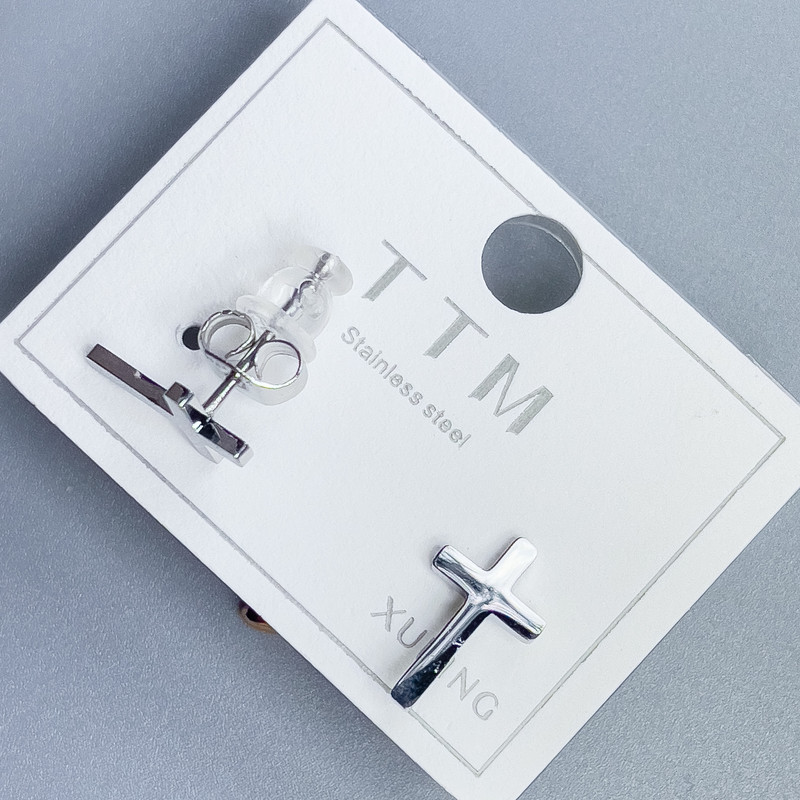 Xuping Stud Earrings Cross 12x7mm+- Rhodium