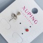 Xuping Stud Earrings with Red Stone 3mm+- Rhodium