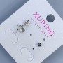 Earrings - Studs Xuping with black stone 3mm+ Rhodium
