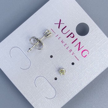Earrings, Studs, Xuping with Yellow Stone, Rhodium