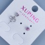 Xuping Stud Earrings with Pink Stone 3mm+- Rhodium