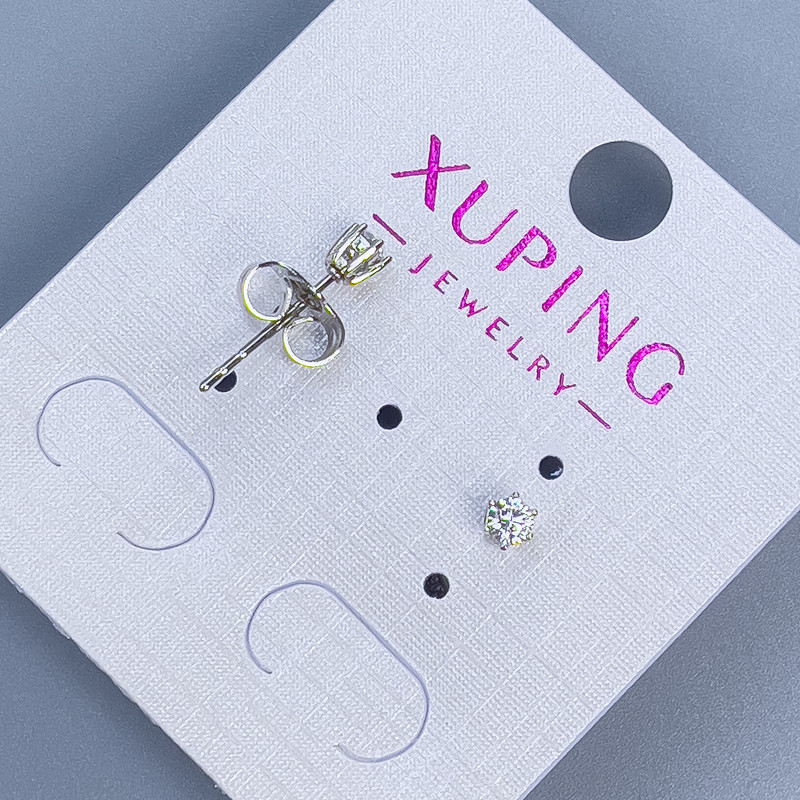 Xuping Stud Earrings with White Stone 3mm+- Rhodium