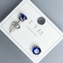 Xuping Stud Earrings with Blue Stone 6mm+- Rhodium
