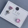 Xuping Stud Earrings with Pink Stone 6mm+- Rhodium