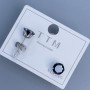 Xuping Stud Earrings with Black Stone 6mm+- Rhodium