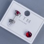 Xuping Stud Earrings with Red Stone 6mm+- Rhodium