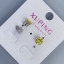 Xuping Stud Earrings with Yellow Stone, Crown Setting 6mm+/- Rhodium Plated