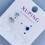 Xuping Stud Earrings with Blue Stone 4mm+/- Rhodium Plated