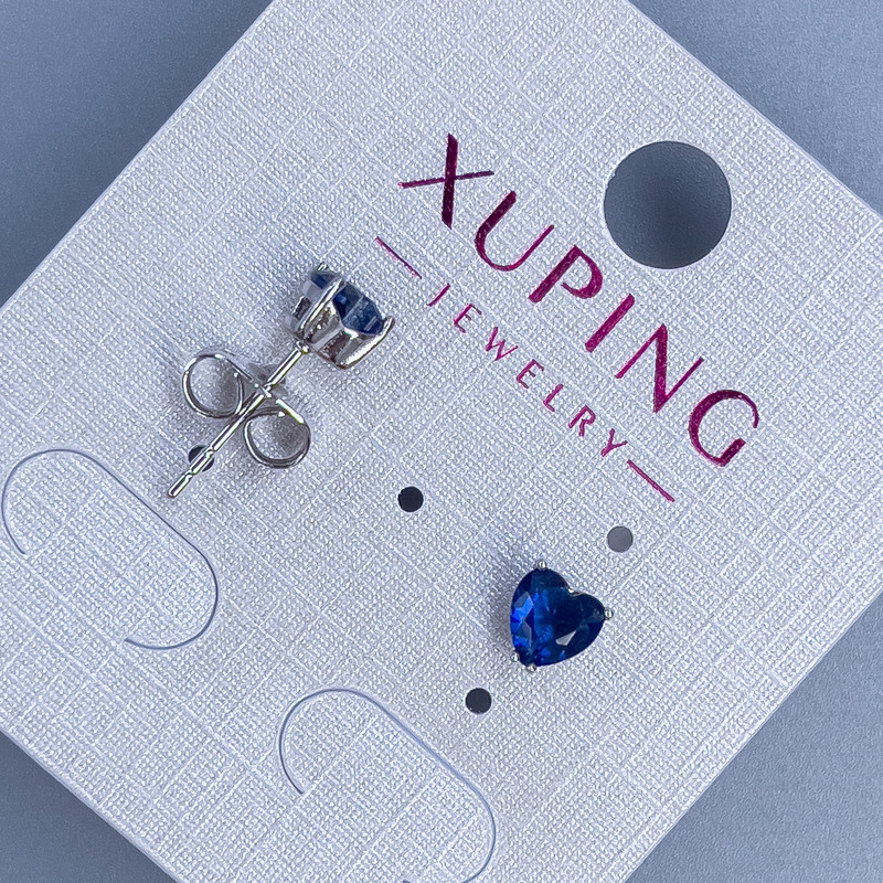 Xuping Stud Earrings Heart with Blue Stone 5mm+- Rhodium