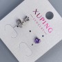 Xuping Stud Earrings Heart with Purple Stone 5mm+- Rhodium