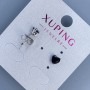 Xuping Stud Earrings Heart with Black Stone 5mm+- Rhodium