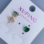 Xuping Heart Stud Earrings with Green Stone 5mm+- 18K Gold Plating