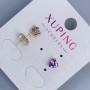 Xuping Heart Stud Earrings with Purple Stone 5mm+- 18K Gold Plating