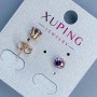Xuping Stud Earrings with Purple Stone 5mm+- 18K Gold Plating
