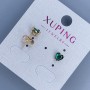 Xuping Heart Stud Earrings with Green Stone 6mm+/- 18K Gold Plated